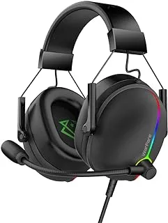 Vertux Wired Gaming Headset, High-Performance 7.1 Surround Sound Over-Ear with Noise Cancelling Mic, Haptic Feedback, RGB Lights and In-Line Control, Warfare