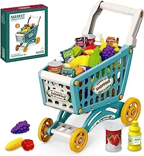 Eazy Kids Little Story Role Play Market Shopping Cart Toy Set 56 Pcs Green, LS_DIYSC_BU,