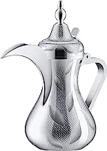 Al Saif Taima Stainless Steel Arabic Coffee Dallah, Size: 1050 Ml, Colour: Chrome