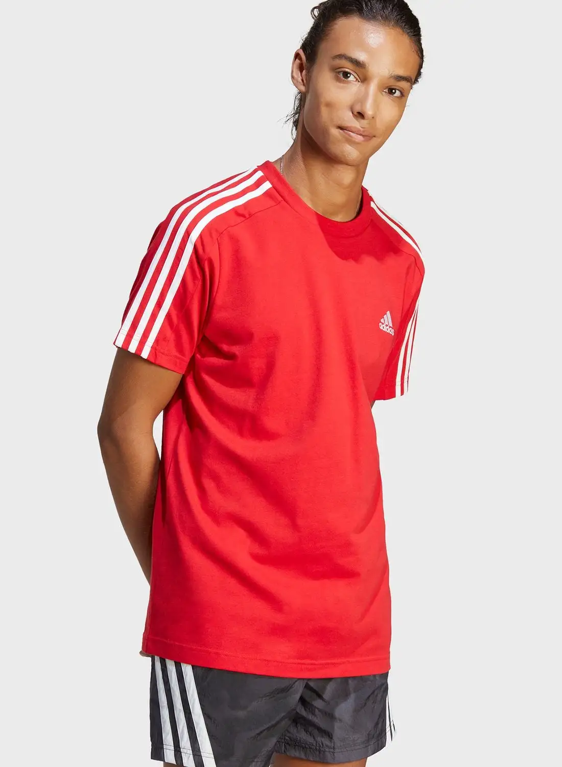 Adidas 3 Stripe Essential Single Jersey T-Shirt