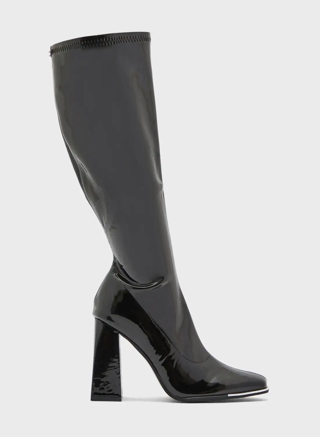 Ginger Patent Shoe Detail Knee High Boot
