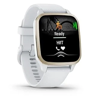 GARMIN VENU SQ 2, CREAM GOLD ALUMINIUM BEZEL WITH WHITE SILICONE BAND