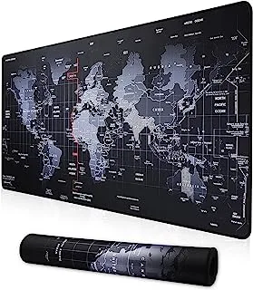 SKY-TOUCH Gaming Mouse Pad 90x40cm, Anti-Skid Mouse Mat, World Map Mousepad Rubber Base and Stitched Edges for Gamers Office