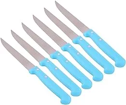 Al Saif 0.8mm Steak Knife with PP Handle Set 6-Pieces, 4.5-Inch Size, Blue