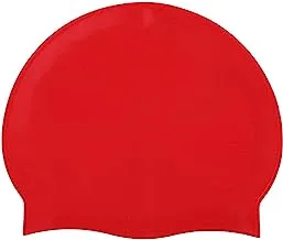 قبعة سباحة من السيليكون ثلاثية الأبعاد من ليدر سبورت AJ040، باللون الأحمر