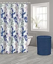 Saudi Ceramics NWAKTH QIWEN-120 Shower Curtain 3-Pieces Set, Blue