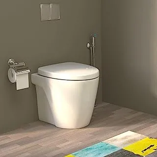 مقعد المرحاض من السيراميك السعودي موديل B، مثبت على الأرض، لخزانات المياه، لون أبيض فاتح