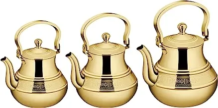 Al Saif Gold Plated with Etching Pattern Tea Kettle, 1.2/1.6/2.0 Liter Capacity