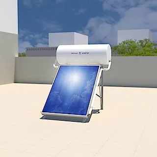 Saudi Ceramics Solar Water Heater, 150 Liter Capacity, White/Blue