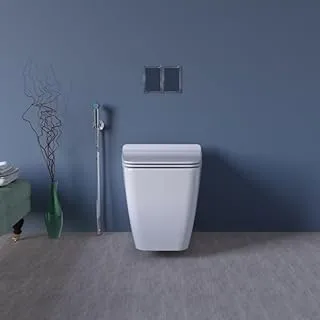 Saudi Ceramics Model A Water Closets Hanging Toilet Seat with 3 Liter Tank, White