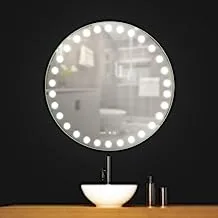 مرآة دائرية مع اضاءة LED من الخزف السعودي SY19102-A6، مقاس 70 سم