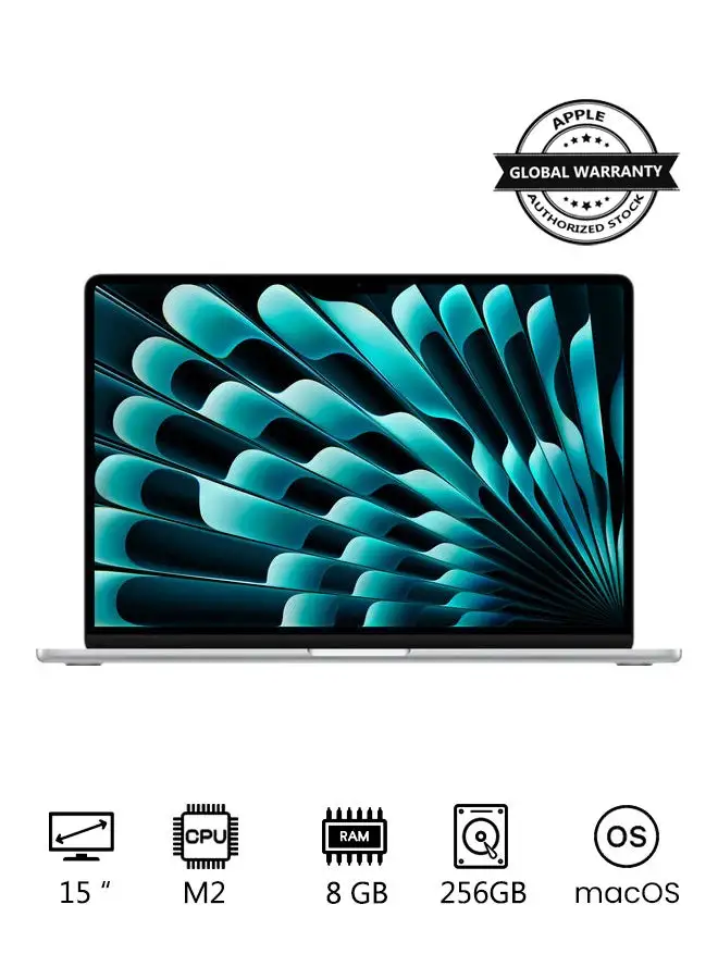 Apple MacBook Air MQKR3 15-Inch Display, Apple M2 Chip with 8-Core CPU And 10-Core GPU, 256GB SSD, English Arabic Keyboard Silver