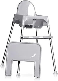 Teknum High Chair | 2 Mode Height | Babies And Toddlers|3-Point Safety Harness Belt|Removable Tray|Bottle/Cup Holder|Anti-Slip Rubber Pads|Foot Rest|6 Mnths+|Grey