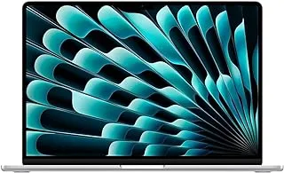 كمبيوتر محمول Apple 2023 MacBook Air مزود بشريحة M2: شاشة Liquid Retina مقاس 15.3 بوصة، وذاكرة وصول عشوائي (RAM) سعة 8 جيجابايت، وذاكرة تخزين داخلية (SSD) سعة 256 جيجابايت، ومستشعر Touch ID. يعمل مع آيفون/آي باد؛ فضة؛ عربي انجليزي