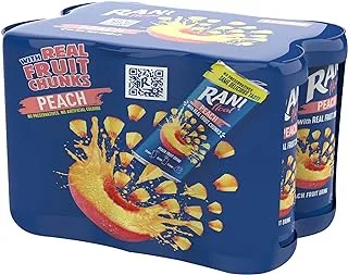 Rani Float Peach, Fruit Drink with Real Fruit Pieces, 240ml (Pack of 6 cans)