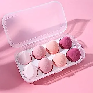 Xing-Ruiyang 8Pcs Makeup Sponge Blender Set,Latex-Free Beauty Sponges For Foundation Blender with Storage Case,Flawless for Liquid,Cream and Powder,Pink