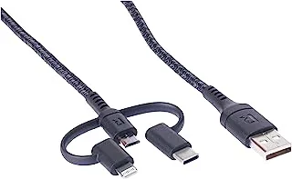 RAVPower 3-in-1 A to Micro and Type C Lightning Cable, 1.2 Meter Length, Black