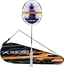HUNDRED Nuclear 72 Carbon Fibre Unstrung Badminton Racket with Full Racket Cover for Intermediate Players (78g, Maximum String Tension - 32lbs)