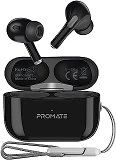 Promate True Wireless Bluetooth Earbuds, Premium Touch Control Bluetooth v5.3 EarPods with 30H Playback Time, Built-In Mic, Comfort-Fit and Built-In Lanyard, Harmoni-Pro