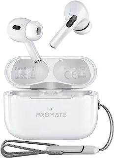 Promate True Wireless Bluetooth Earbuds, Premium Touch Control Bluetooth v5.3 EarPods with 30H Playback Time, Built-In Mic, Comfort-Fit and Built-In Lanyard, Harmoni-Pro