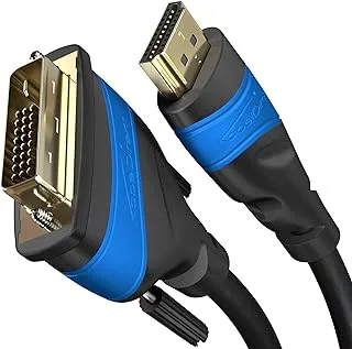 KabelDirekt - كابل مهايئ HDMI-DVI - 1.5 م (ثنائي الخيانة ، DVI-D 24 + 1 / كابل HDMI عالي السرعة ، 1080 بكسل / دقة عالية كاملة ، كابل فيديو رقمي ، توصيل أجهزة HDMI بشاشات DVI ، أو العكس ، أسود)