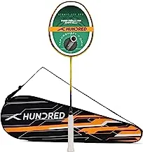 HUNDRED Atomic X 35 SPD Carbon Fibre Unstrung Badminton Racket with Full Racket Cover for Intermediate Players (72g, Max Tension - 32LBS)