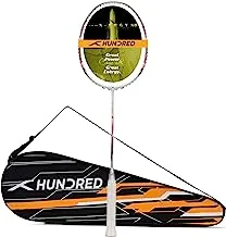 HUNDRED N-ERGY 80 Carbon Fibre Unstrung Badminton Racket with Full Racket Cover for Intermediate Players (80g, Maximum String Tension - 32lbs)