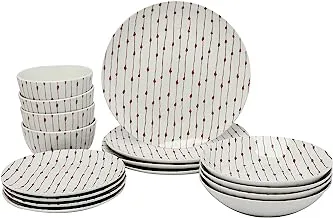 Trust Pro Pad Printing Dinner Set, 16 Pieces, Red/White