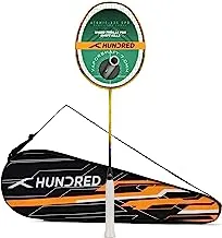 HUNDRED Atomic X 35 SPD Carbon Fibre Strung Badminton Racket with Full Racket Cover for Intermediate Players (80g, Maximum String Tension - 35lbs)