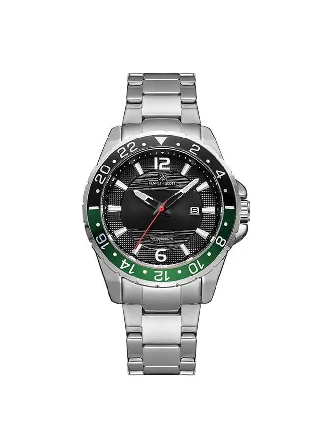 KENNETH SCOTT Men's Analog Tonneau Shape Stainless Steel Wrist Watch K22041-SBSBH - 44 Mm
