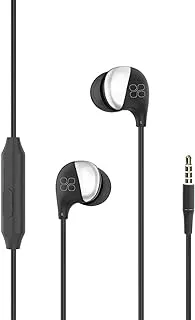 Promate In-Ear Earbuds Headphones, Universal HD Stereo Wired Earphones with Built-In Mic, In-Line Control, Superior Sound Quality and 1.2m Tangle-Free Cord, Comet Black