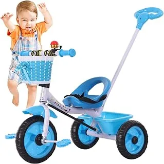 سكوتر كول بيبي للأطفال 3 عجلات دراجة ثلاثية العجلات مع سلة وقضيب دفع للطفل