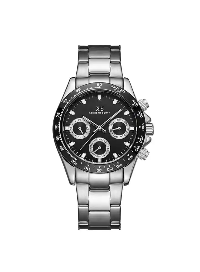 KENNETH SCOTT Men's Chronograph Tonneau Shape Stainless Steel Wrist Watch K22142-SBSB - 38.5 Mm