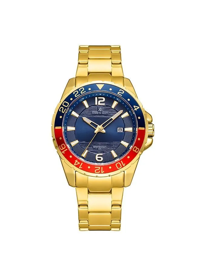 KENNETH SCOTT Men's Analog Tonneau Shape Stainless Steel Wrist Watch K22041-GBGN - 44 Mm