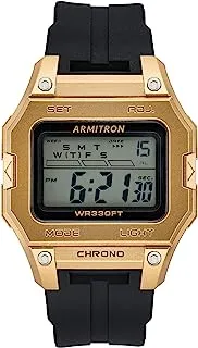 Armitron Sport Men's Digital Chronograph Resin Strap Watch, 40/8460, Black/Gold