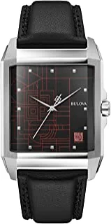 Bulova Frank Lloyd Wright 'December Gifts' Stainless Steel 3-Hand Quartz Dial, Black Leather Strap Style: 96A223