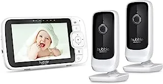 Hubble Connected Nursery View Premium Twin Cameras Video Baby Monitor with 5 Inch Screen, Infrared Night Vision, Split Screen, Digital Zoom and Room Temperature Sensor