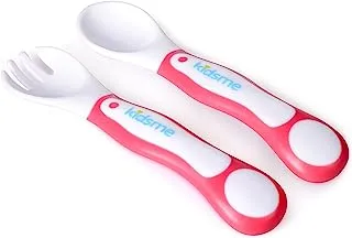 Kidsme My First Spoon & Fork Set, for baby girl, from 6 months and above - Lavender
