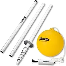 Franklin Sports Tetherball - كرة Tetherball وحبل ومجموعة عمود - مجموعة كرة ربط فولاذية محمولة مع تجميع سهل - لعبة كلاسيكية خارجية