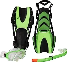 Leader Sport DF05+D105+DX503 Silicone Snorkel and Mouth Piece, Green/White