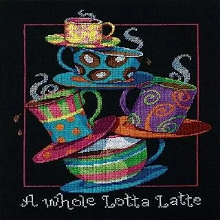 Dimensions 'A Whole Lotta Latte' Counted Cross Stitch Kit, 14 Count Black Aida, 11