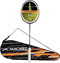 HUNDRED N-ERGY 80 Carbon Fibre Strung Badminton Racket with Full Racket Cover for Intermediate Players (84g, Maximum String Tension - 32lbs)