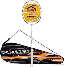 HUNDRED Flutter S Zoom Carbon Fibre Strung Badminton Racket with Full Racket Cover for Intermediate Players (78g, Maximum String Tension - 32lbs)