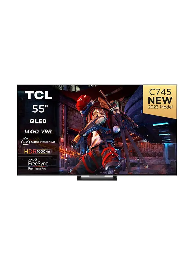 TCL 55 Inch, 4K, 144HZ VRR , Google TV , MEMC 120HZ, QLED 55C745 Black