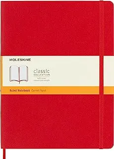 دفتر ملاحظات كلاسيكي Moleskine ، غطاء ناعم ، XL (7.5 بوصات × 9.5 بوصات) مسطر / مسطر ، أحمر قرمزي ، 192 صفحة