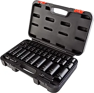 ARCAN PROFESSIONAL TOOLS 3/8 & 1/2 Inch Drive Impact Socket Set, 5/16 Inch - 3/4 Inch, 8mm - 19mm, Cr-V, 38-Piece (AS2C38)