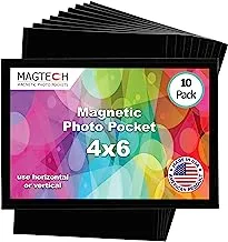 Magtech Magnetic Photo Pocket Picture Frame, Black, Holds 4x6 Inch Photos, 10 Pack (10046)