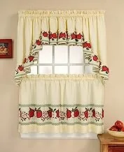 CHF & You Red Delicious Country Apples 3-Piece Window Curtain Tier Set, Ivory, 56-Inch X 24-Inch