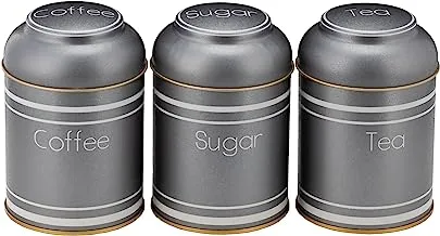 Al Saif Set of 3 Airtight Kitchen Canister with Lids, Coffee, Tea, Sugar Metal Containers,Color : multicolor