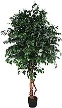 Yatai Fake Ficus Plant 2.3 متر نبات حرير اللبخ مع وعاء بلاستيكي وعشب الطحلب طويل القامة لتزيين حديقة المنزل Â € 